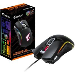 Gigabyte Aorus M5 Ratón Gaming Óptico USB, 16000 DPI, para mano derecha, Programable, Iluminación RGB, Negro
