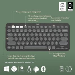 LOGITECH - Teclado inalámbrico - Pebble Keys 2 M380s - Bluetooth - Botón Easy-Switch - Grafito - (920-011803)