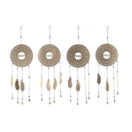 DKD Home Decor Decoración Colgante Indio Dorado Metal Plumas Atrapasueños Campana 1 x 77 x 25 cm (4 Unidades) Precio: 53.49999996. SKU: S3039262