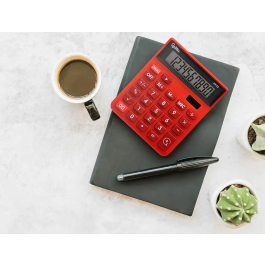 Liderpapel xf22 Calculadora Sobremesa 10 Dígitos Solar y Pilas Color Rojo 127x105x24 mm