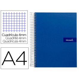 Cuaderno Espiral Liderpapel A4 Crafty Tapa Forrada 80H 90 gr Cuadro 4 mm Con Margen Color Azul Marino