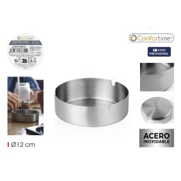 Confortime Cenicero de Acero Inoxidable de 12 cm de Diámetro - Ideal para Hogar y Oficina (24 Unidades)