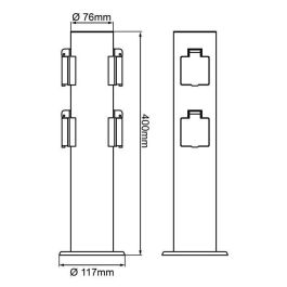 Brilliant xAn DODY Bolardo con 4 portalámparas tipo casquillo E27, iluminación LED, color negro, fabricado en metal y plástico, con protección IP44