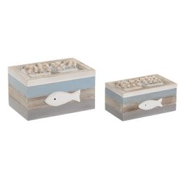 DKD Home Decor Caja Mediterraneo Azul Blanco Mdf Set de 2 13.5 x 10.5 x 18 cm Precio: 25.69000005. SKU: B12CBXS437
