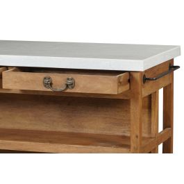 DKD Home Decor Isla Cocina India 1c24 Madera Marmol Marron Blanco 77 x 92 x 147 cm