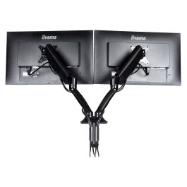 Iiyama Soporte Doble de Monitor con Gasfeder, Para 2 Pantallas de 10"-27" y 5 kg, Montaje Pinza/Atornillado VESA 100x100/75x75 mm, Negro