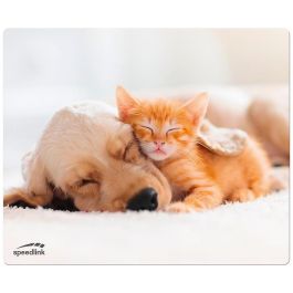 Speedlink Alfombrilla de ratón SILK Imagen Perro y Gato Multicolor con Base Antideslizante y Revestimiento Antiestático 230x190x1.5mm