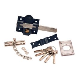 Micel Crr11 Cerrojo de Sobreponer de Acero Gris 86 mm con Cilindro de 50 mm y Sistema Antibumping - 5 Llaves de Seguridad