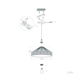 Krefeld SKD-P80037 Lámpara Colgante de Cuerda Natural, Diseño Original. Ideal para Interiores: Salón, Comedor, Restaurante. E27