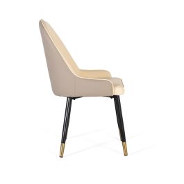 Giner Y Colomer - Lote de 4 Sillas Tapizadas con Patas de Acero Tubular y Detalle Dorado