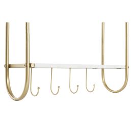 DKD Home Decor Perchero de Pared Estilo Glam Desmontable Dorado y Blanco de Metal y MDF 15x43x50 cm