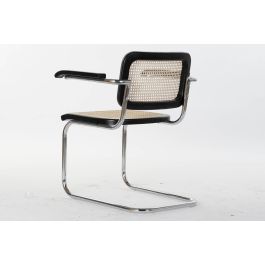 DKD Home Decor Silla Horeca Vintage de Olmo y Ratán con Rejilla, Colores Negro y Natural, Pack de 4 Unidades, Altura Asiento 45 cm