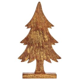 Figura Decorativa Árbol de Navidad Dorado Madera 5 x 39 x 22 cm (6 Unidades)