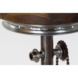 DKD Home Decor Taburete Vintage de Cuero y Metal Marrón con Pedales | Asiento 82 cm | Dim. 41x44x82 cm | Soporta 90 kg
