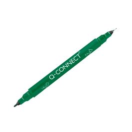 Rotulador Q-Connect Marcador Permanente Doble Punta Color Verde 0,4 mm Y 1 mm 10 unidades