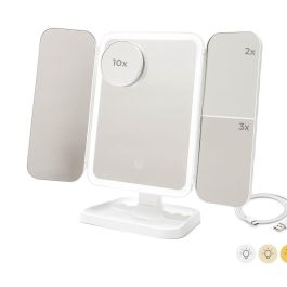 Espejo de Maquillaje Tríptico Recargable con Aumento y Luz LED Miled InnovaGoods