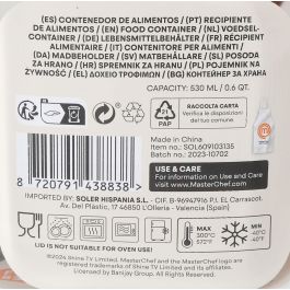 Inde Fiambrera Hermética Cuadrada 530 ml Masterchef - 13.7 x 6.3 x 13.7 cm (12 Unidades)