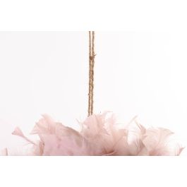 DKD Home Decor Bola Decoración Navidad Fantasía de Pluma y Espuma Rosa Palo y Blanco 40x40 cm (2 Unidades)