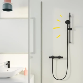 Grohe 279482431 Set de Ducha Vitalio Start 110 Negro Mate con Rociador 2 Chorros, Barra 60cm y Flexo 1.75m Ahorro de Agua