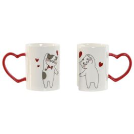 Mug Scandi DKD Home Decor Rojo Blanco 8 x 9.5 x 24 cm Set de 2