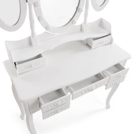 Tocador Blanco Con Taburete Y Luces Led Glow Versa 40X144CM Tocador Blanco Con Taburete Y Luces Led Glow Versa 40X144CM