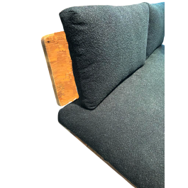 DKD Home Decor Sofá Balinés de Madera Reciclada y Pino, Algodón y Poliéster Negro/Natural 195x90x78 cm, Hecho a mano, Desmontable