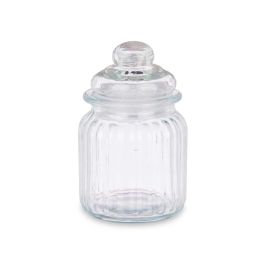 Vivalto Set de 4 Tarros con Tapa de Vidrio Rayado 300 ml - Recipientes Transparentes para Alimentos (12 Unidades)