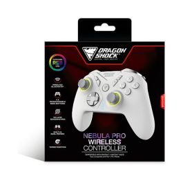DragonShock Controller Nebula Pro Gamepad Inalámbrico Bluetooth para Nintendo Switch, Retroiluminación LED, Turbo, Color Blanco