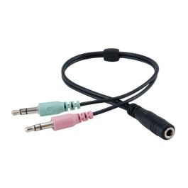 Conceptronic Auriculares Jack 3.5 mm con Micrófono Flexible y Control de Volumen, Incluye Adaptador 1 a 2 Jacks 3.5 mm, Negro