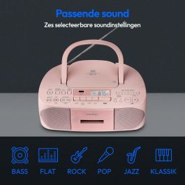Medion AAAQL64901 Radio CD K7 FM portátil con 2x3W RMS de potencia, color rosa