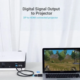 Vention HBKB0 Adaptador DisplayPort Macho a HDMI Hembra 4K 30Hz Chapado en Oro Negro 1080P 60Hz