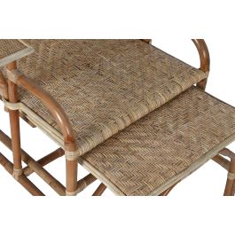 DKD Home Decor Tumbona y Mesa de Ratán Natural Set de 3 piezas 75 x 90 x 70 cm