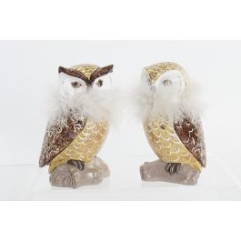 DKD Home Decor Figura de Navidad Tradicional Búho Resina Dorado Blanco 7.5x14x7.5 cm (2 Unidades) Precio: 7.77546. SKU: B1JC952MYX