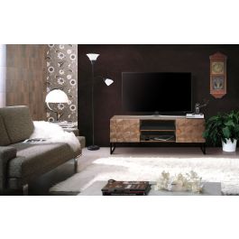 Giner y Colomer Mueble TV en Madera de Mango y Bronce Marrón, 140 cm