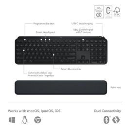 Logitech Combo MX Keys S con Ratón MX Master 3S y Reposamuñecas MX Palm Rest - Productividad y Confort