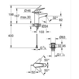Grohe 24319001 Mezclador Monomando Lavabo Swift con Seguridad para Niños Talla S