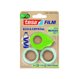 Tesa eco&cristal Cinta Adhesiva Transparente 10 mt x 19 mm Blister 2 Unidades + Miniportarrollo Precio: 3.88999996. SKU: B1AKF66FP4