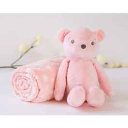 Oso De Peluche Rosa Con Mantita De Estrellas Precio: 16.50000044. SKU: B1DEGN62V4
