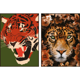 DKD Home Decor Cuadro Moderno Multicolor Tigre Leopardo Lienzo PS 72 x 52 x 2.7 cm (2 Unidades)