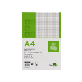 Liderpapel Bloc de Notas A4 Cuadro 4mm 80 Hojas 60g/m2