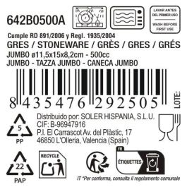 Inde Jumbo Blanca 500Cc Ø11.5x15x8.2 cm (12 Unidades)