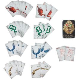 Wondee Barajas de Cartas Harry Potter Poker de Hogwarts con 54 Cartas Inspiradas en las 4 Casas Gryffindor, Hufflepuff, Ravenclaw, Slytherin en Lata Metálica