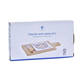 DKD Home Decor Tabla Aperitivo Mediterraneo Azul Natural Bambu Gres Inox Set 3 Piezas 11.8 x 1.5 x 21.5 cm