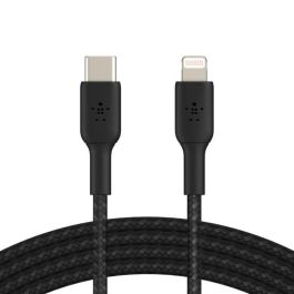 Belkin CAA004BT1MBK Cable USB-C a Lightning, 1m Trenzado Negro, Certificado MFi para iPhone y iPad