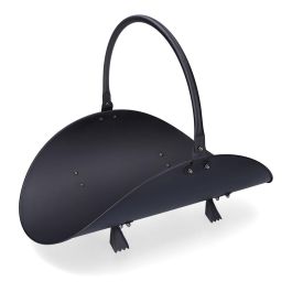 Edm Cesta para leña Metálica Negra 48x35x38 cm - Carga 40 kg, Recubrimiento en Polvo, Apta para Exterior