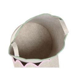 DKD Home Decor Cesta de Fieltro Kids Rosa Verde 30 x 39 x 30 cm (6 Unidades) Almacenaje Infantil