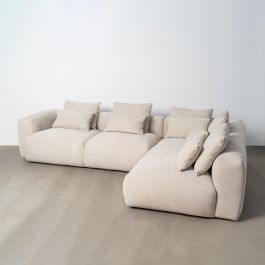 Sofá Chaise Longue Derecha Crema Tejido 307 X 202 X 81 cm