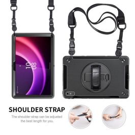 eSTUFF Funda OHIO Defender TB350 para Lenovo Tab P11 2ª Gen 2022 11.5 (TB350) - Antigolpes, soporte 360°, correa mano y hombro, Negra