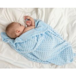 KioKids Manta Bebé Color Azul Tundosada Tacto Suave 80x110 cm Polyester +0 Meses