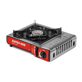 Super Ego Cocina portátil de gas 1 fuego nueva normativa, compacta y portátil con válvula de doble seguridad